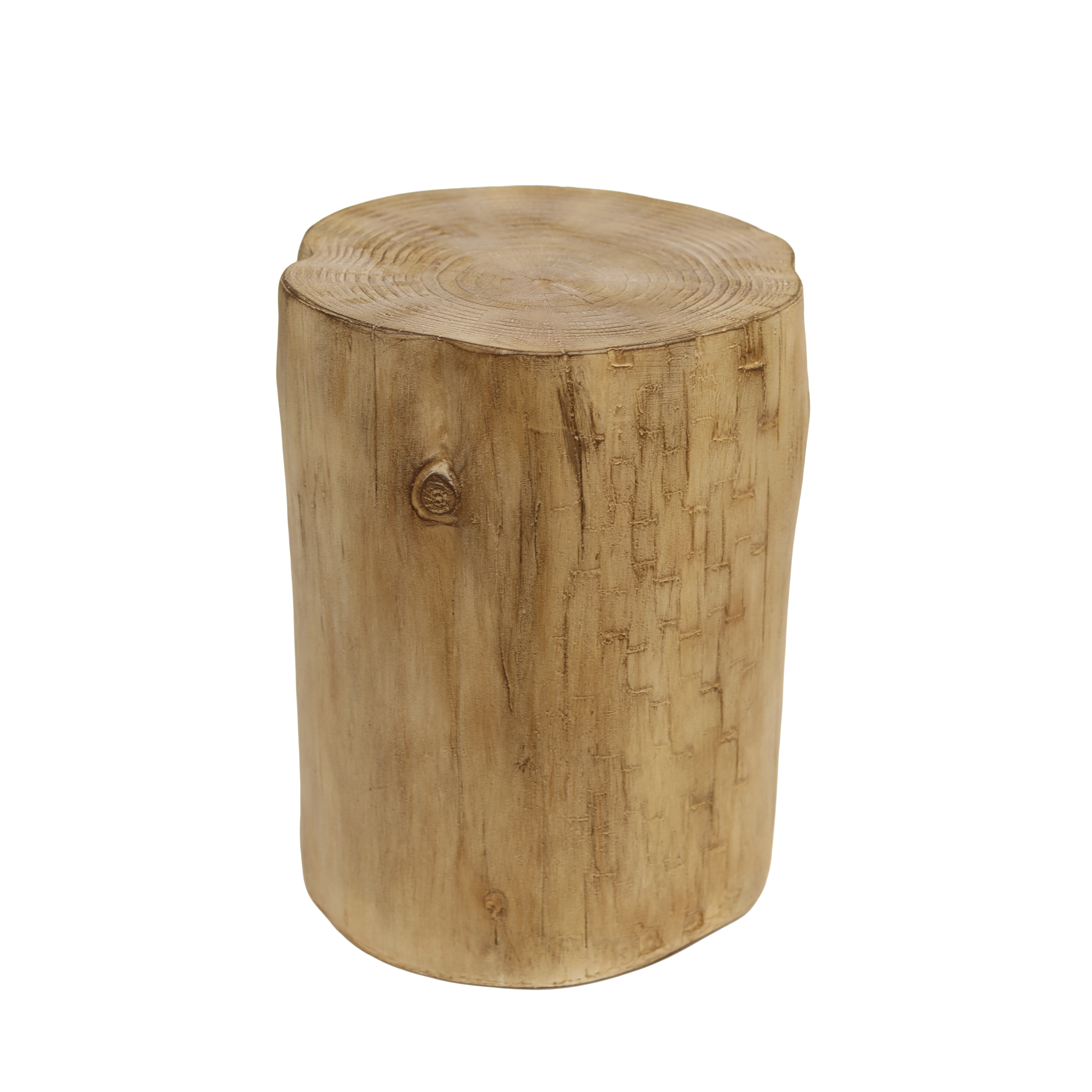 Side Table 14.25 Inch, Outdoor Hand-Painted Wood Stump Table for Patio Garden, Brown