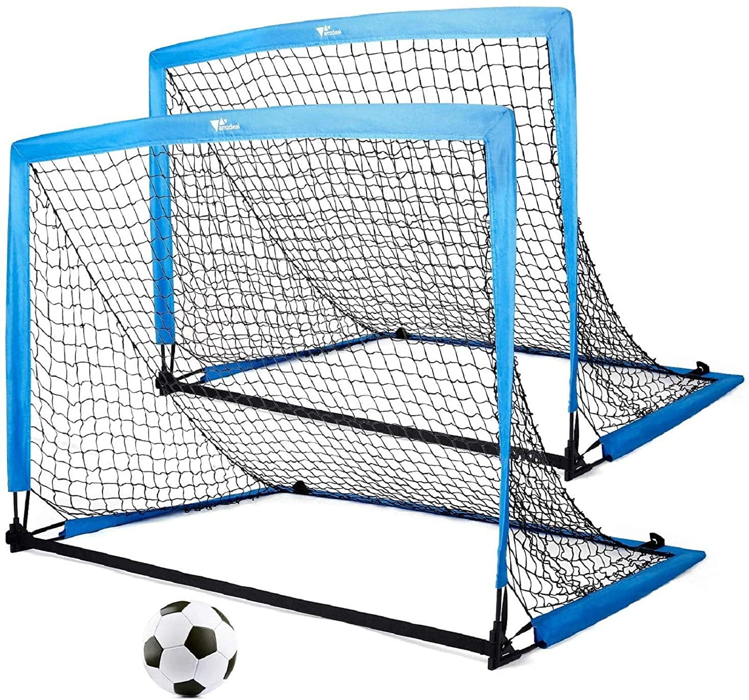 2-pack of Youth Soccer Goals with Soccer Ball and Pump 9pcs Soccer Playing Kit 