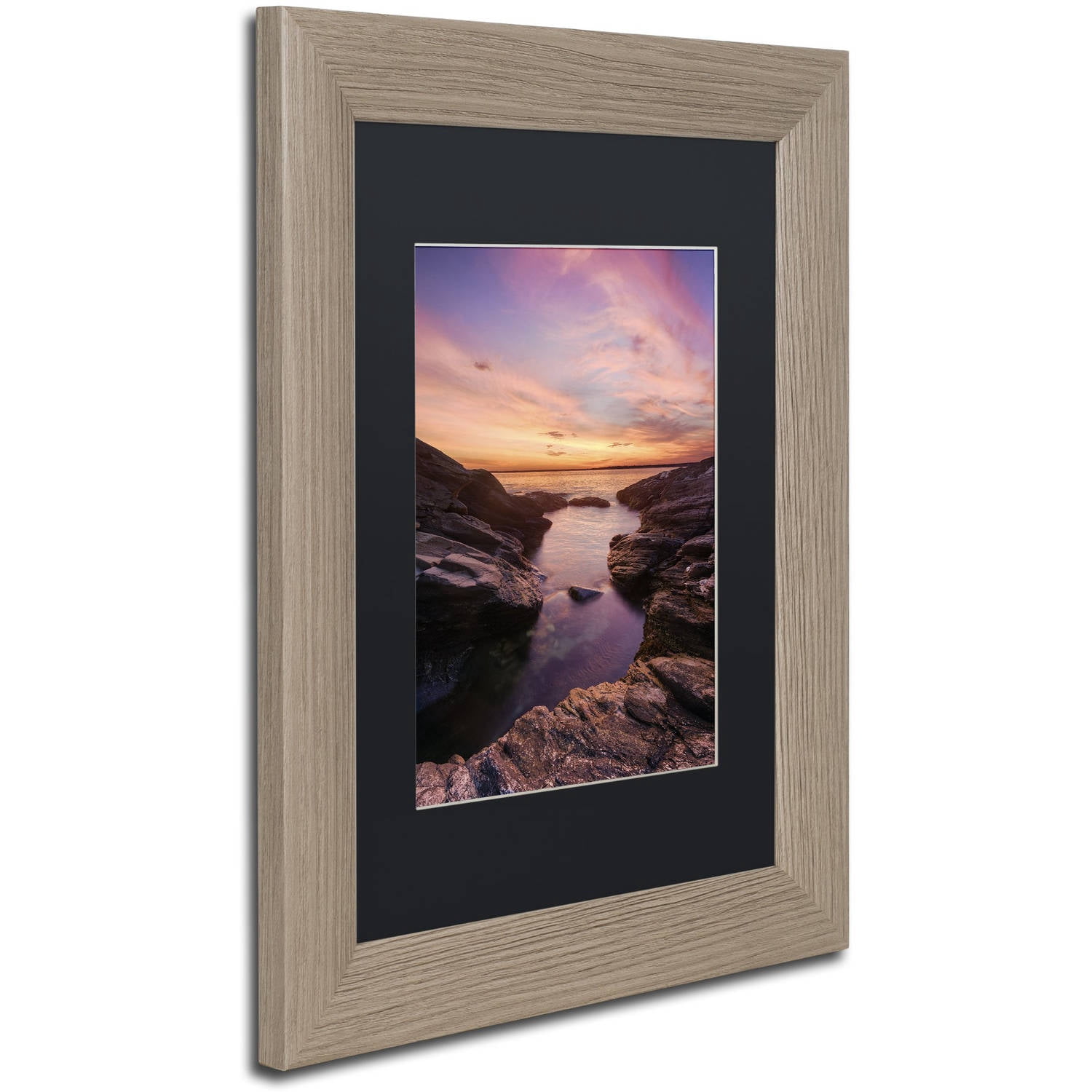 Trademark Fine Art "Beavertail Sunset" Canvas Art by Michael Blanchette Photography Black Matte, Birch Frame