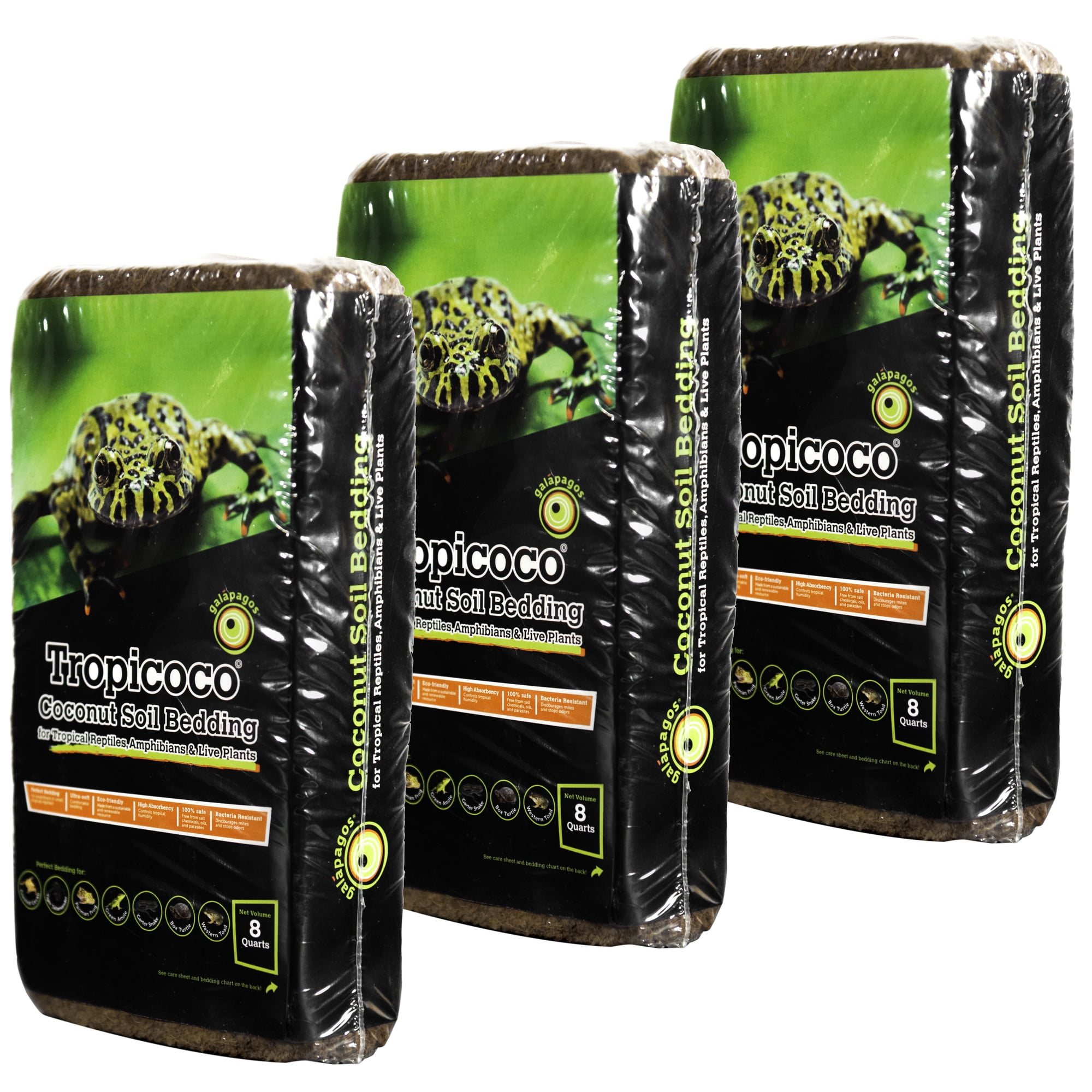 Galapagos Tropicoco Soil, Natural, 8qt Brick 3-PACK