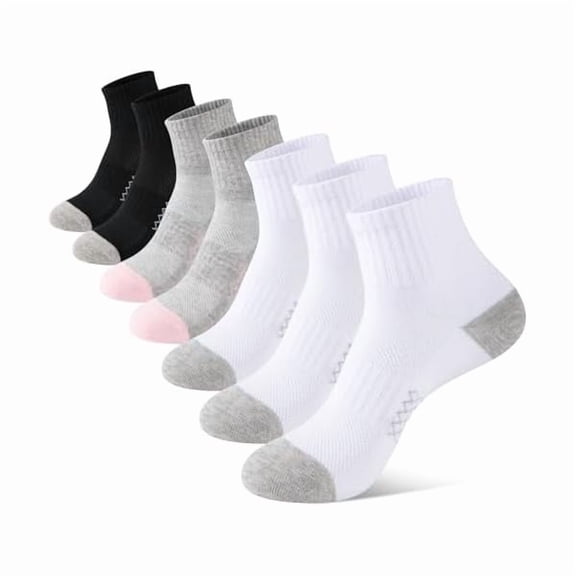 Eryueer 7 Pairs Ankle Quarter Socks for Women Thin Cotton Casual Athletic Gym Mini Crew Socks