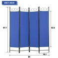 thumbnail image 6 of YRLLENSDAN Fabric Room Dividers and Folding Privacy Screens, Wall Divider for Room Separation, Folding Indoor Freestanding 4 Panels, Blue, 6 of 7