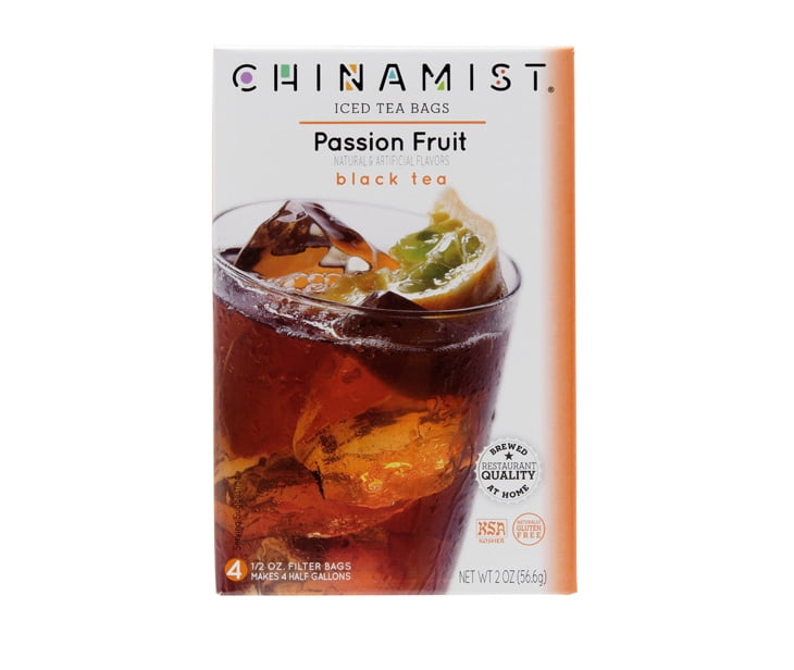 China Mist Naturally Flavored Passion Fruit Iced Tea Bags, 4-Count Box, 6-Pack (Each Bag Yields 1/2 Gallon)