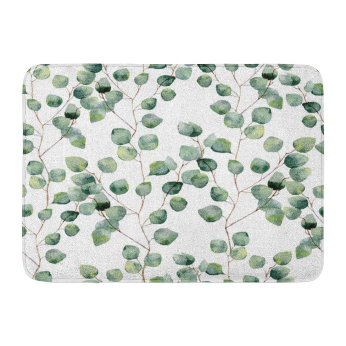 GODPOK White Watercolor Green Floral with Eucalyptus Round Leaves Hand