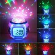 Nyidpsz LED Projector Night Light, Digital Alarm Clock With Music LED Star Sky Lamp Bedroom Room Decor For Kids Christmas Gift