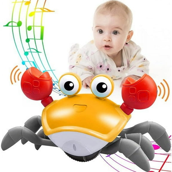 Orange Crawling Crab Baby Toys 6-12 Months,Fun Moving Infant Toys with Music Lights,Toy Gifts for Babies,Toddlers,Kids