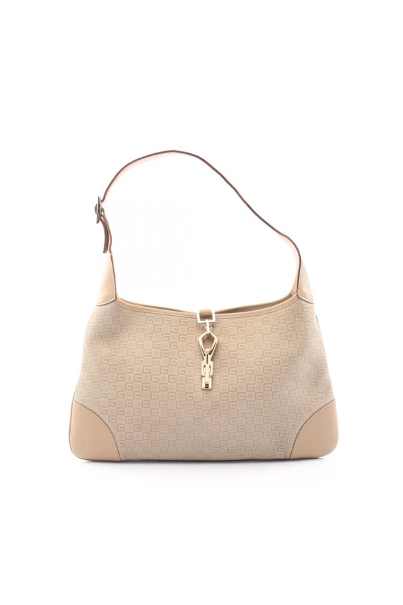 Pre-Owned Gucci Kandinsky G-logo embossed shoulder bag/handbag, suede leather, women's, beige,...