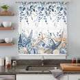 thumbnail image 4 of Blue Eucalyptus Coastal Sheer Curtains 96" Long, Beach Starfish Shell Nautical Light Filering Curtains, Privacy Drapes Simi Floor to Veiling Curtain for Living Room Bedroom Large Window Treatment, 4 of 9