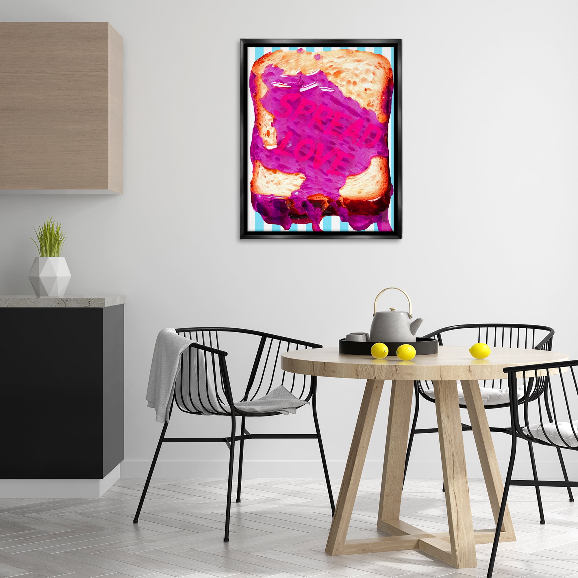 Stupell Industries Spread Love Toast Food & Beverage Painting Black Floater Framed Art Print Wall Art, 25 x 31