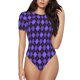 thumbnail image 1 of Fotbe purple argyle Body de Mujer con Cuello Redondo y Mangas Cortas, Sin Mangas Ajustado, Suave, Cómodo y Básico-Medium, 1 of 7