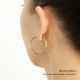 thumbnail image 4 of Tilo Jewelry 14K Yellow Gold Classic Polished Round Chunky Hoop Earrings 3mm Tube (30mm) for Women & Unisex, 4 of 8