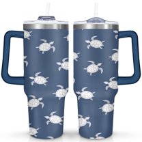 Cute Sea Turtle1 40 Oz Tumbler with Handle Lid and Straw, Stainless Steel Double Walled Vacuum Insulated Cup, Cute Anniversary Wedding Birthday Gifts Tumbler for Women Men Friends Outdoor Indoor
