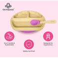 thumbnail image 3 of Abiie Octopod Bamboo Dish - Kids Plates for 4 months and up, 3-Compartment Baby Plates with Suction, Triangle Bamboo Baby Plate, Mess-Free Toddler Suction Plates, Baby Feeding Supplies (Pink), 3 of 5