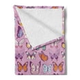 thumbnail image 2 of Butterfly Soft Flannel Fleece Throw Blanket, Exotic Unique Emperor Butterfly Composition with Various Color and Sized Wings, Cozy Plush for Indoor and Outdoor Use, 50" x 60", Multicolor, by Ambesonne, 2 of 5