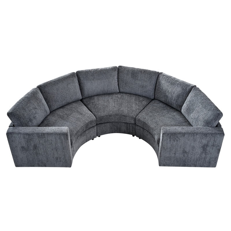 109.4" Curved Modular Sectional Sofa, 3-Seat Semi-Circular Chenille Couch, Deep Seat Modern Half Round Sofa with Soft Upholstery, Solid Pine Wood Frame for Living Room & Apartment