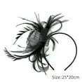 thumbnail image 2 of Retro Ladies Headwear Cocktail Wedding Large Floral Hair Clip Women Feather Fascinator Headband RED, 2 of 8