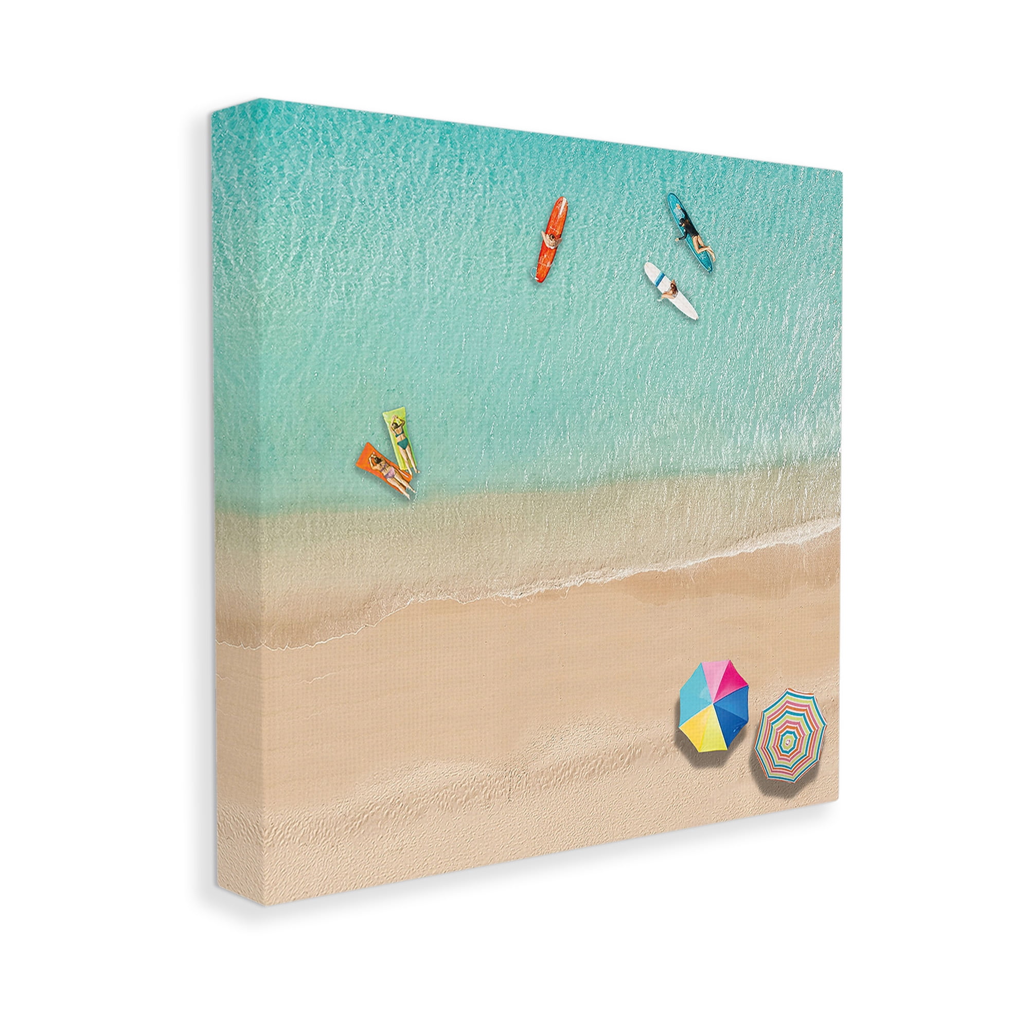 Stupell Industries Beachgoers Aerial View Landscape Painting Gallery Wrapped Canvas Art Print Wall Art, 17 x 17
