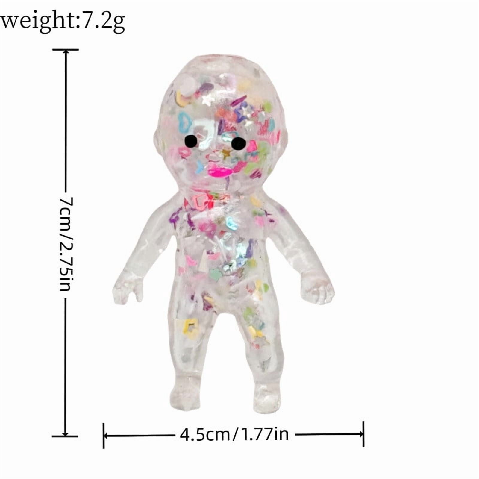 10Pcs Glitter Decompression Toy, Usloyux Glitter Little Character DecompressionToy, Squeeze TPR Sequin Figurine with Q-Bounce Texture, Stress Relief Fidget SensoryToysforKidsAdults Anxiety, Desk