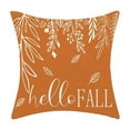 thumbnail image 1 of Autumn Farmhouse Linen Pillowcase Set Two 18x18 Inch Decorative Cushion Covers with Orange and White Leaf Pattern for Thanksgiving, 1 of 3