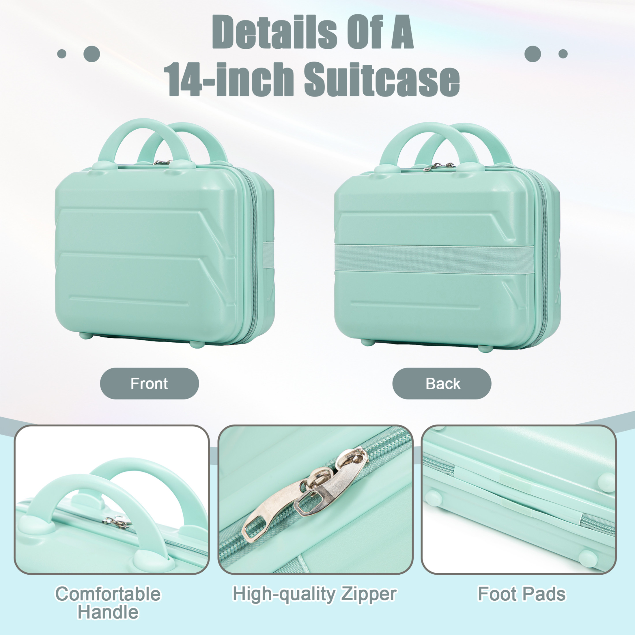 Noble House Lorven 2-Piece ABS Spinner Luggage Set, 20" Carry-On Suitcase and Cosmetic Case, Combination Lock, Mint Green