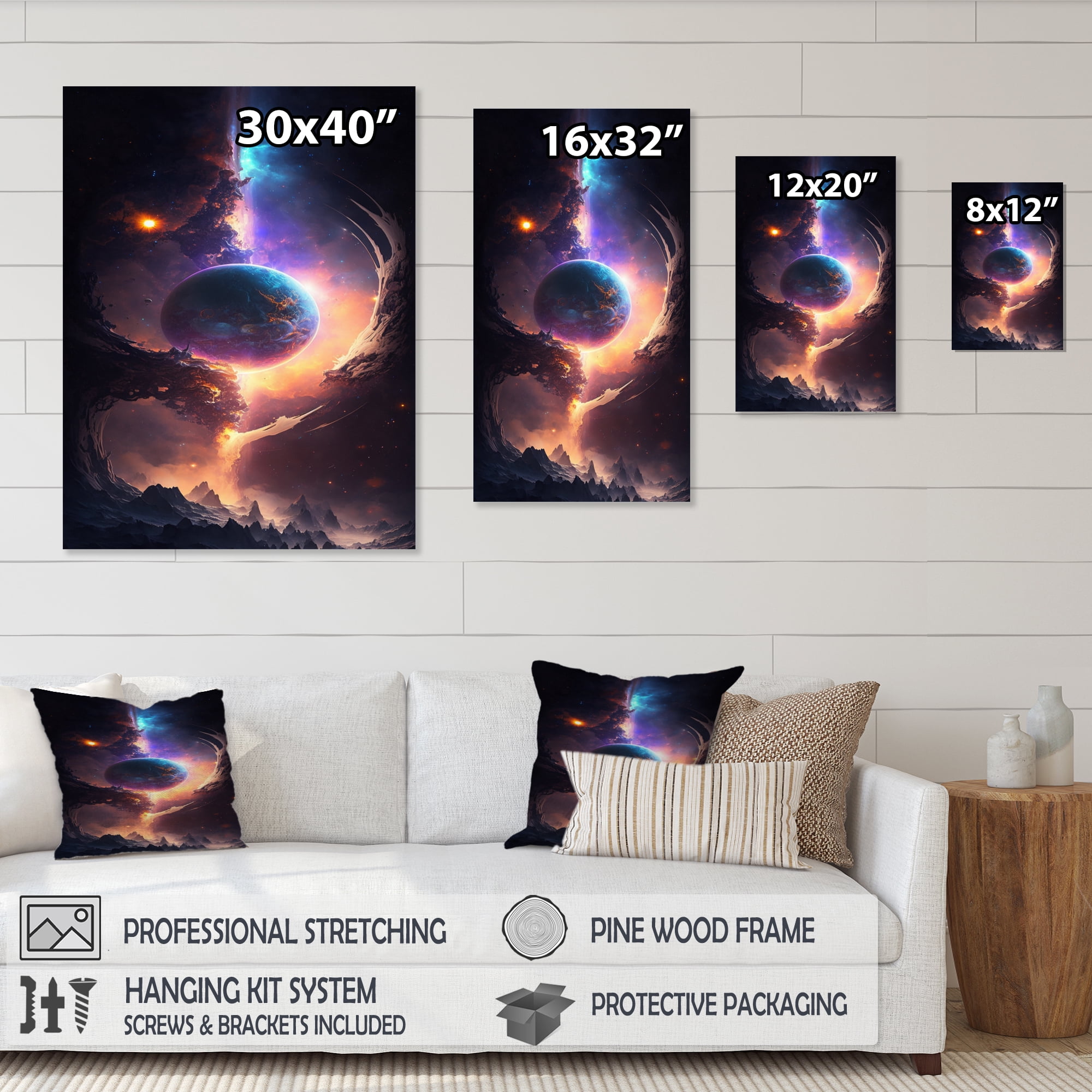 Designart Deep Space Planet Fusion II Canvas Wall Art