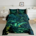 thumbnail image 2 of Green Leaf Plant Queen Bedding Set,Tropical Botanical Leaves Comforter Set Adults,Jungle Forest Banana Tree Leaf Quilt Bed Set Nature Hawaiian Bed Comforter Set 3Pcs, 2 of 5