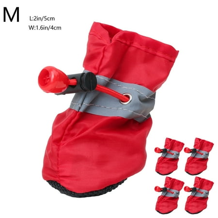 FYTPOV 4pcs Dog Shoes for Small Dogs  Anti-Slip Dogs Boots Paw Protector  Puppy Booties with Reflective Straps  Cat Dog Shoes for Indoor Hardfloors  Red  M