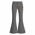 thumbnail image 4 of Glisme Little Girls Flared Pants Bowknot Graphic Slim Fit High Waisted Fall Casual Girls Trousers Size 5-6 Y, 4 of 4