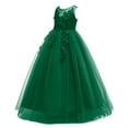thumbnail image 2 of IBTOM CASTLE Little Big Girls Flower Tulle Dress Princess Pageant Wedding Birthday Party Formal Long Dance Evening Maxi Gown 11-12 Years Green, 2 of 8