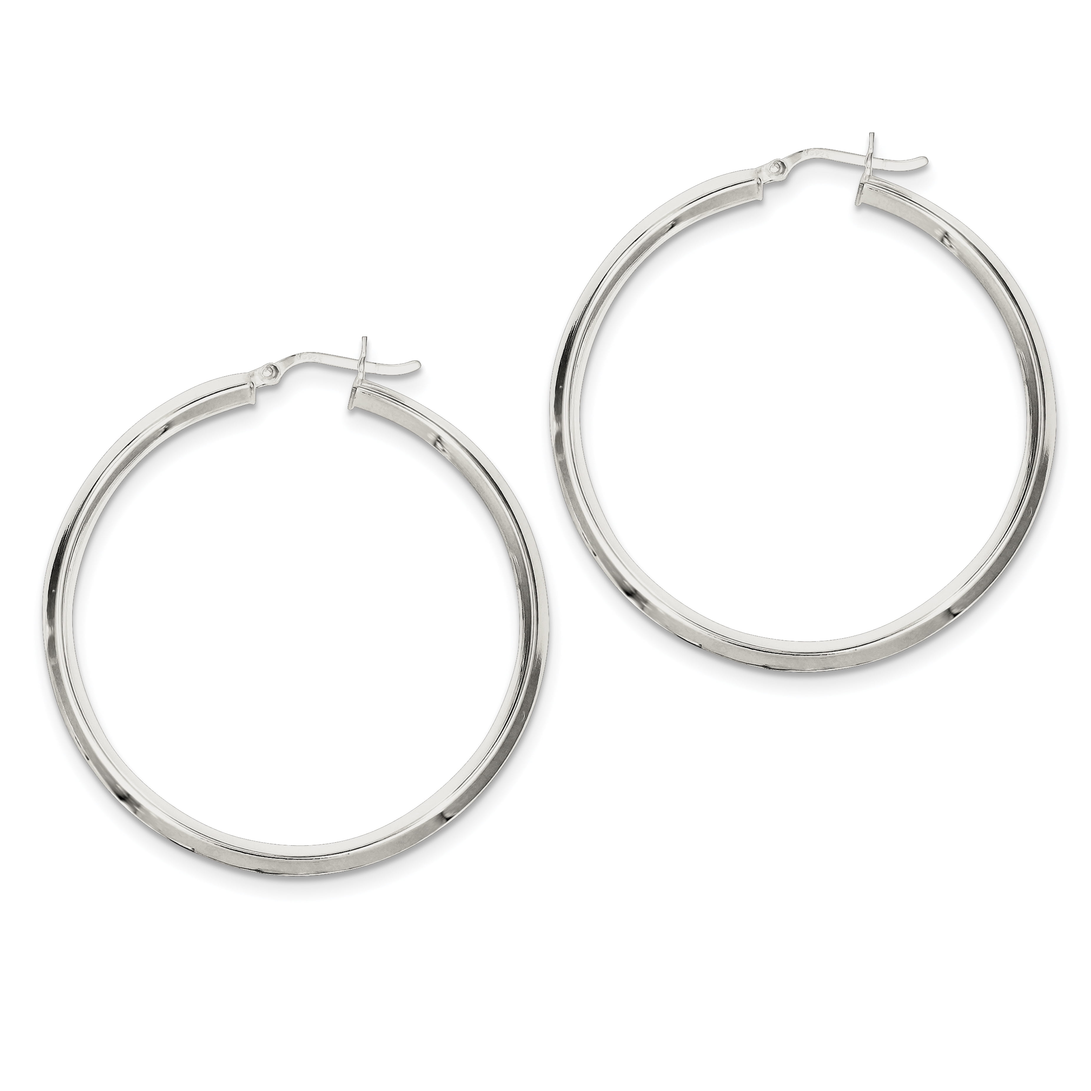 Sterling Silver 50mm Knife Edge Hoop Earrings