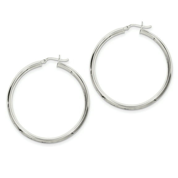 Primal Silver Sterling Silver 50mm Knife Edge Hoop Earrings