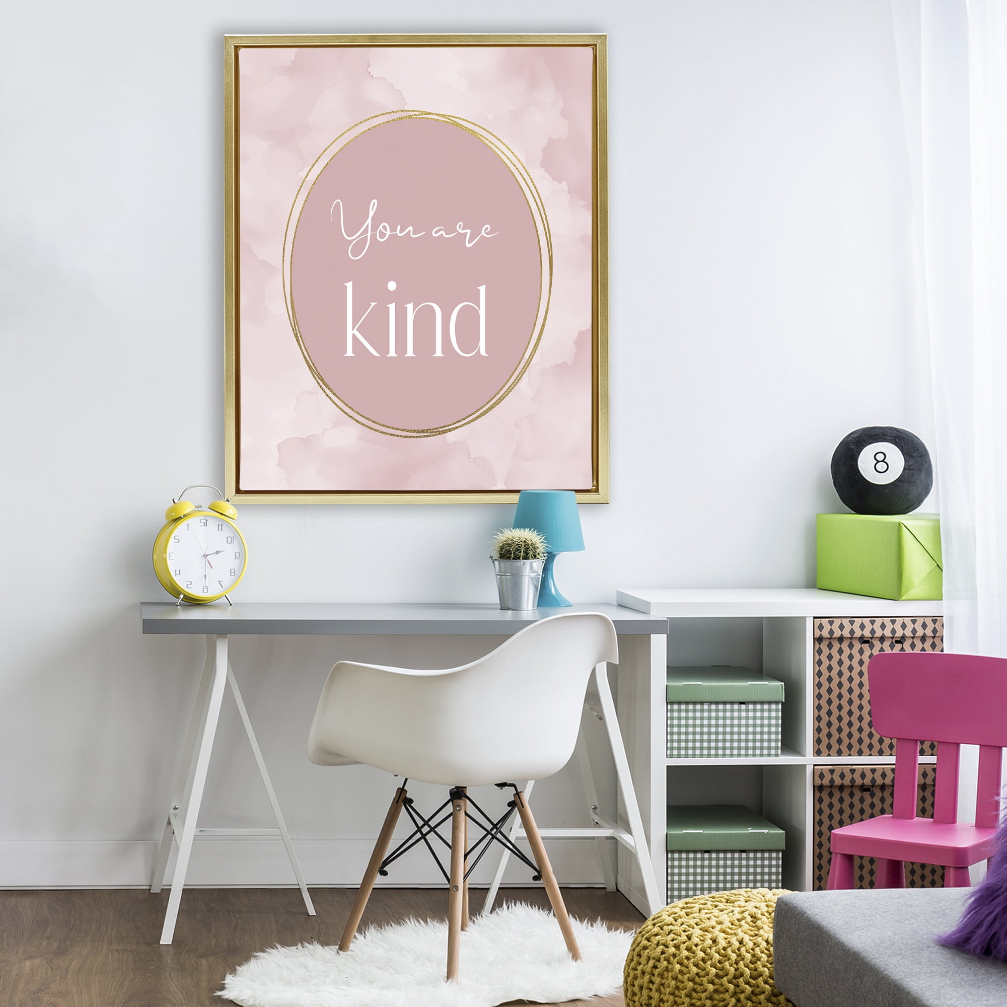 Stupell Industries Pink Golden Affirmation Gold Framed Floater Canvas Wall Art, design by Christine Simpson Art