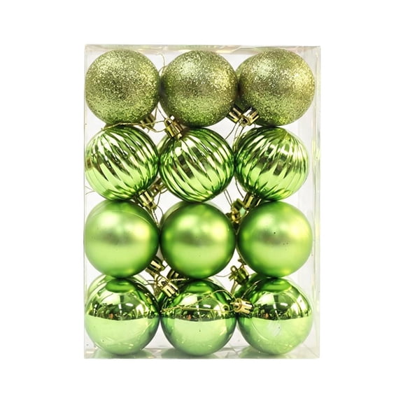 Christmas Ball Ornament Set, 24 Pack, Light Green, 1.57 in, Plastic Material, Christmas Decoration for Tree, Mantel, Door, Tabletop and Holiday Party