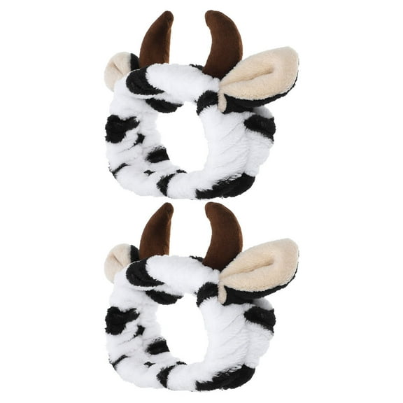 OUNONA Soft Material Cow Ear Headbands for Adults and Kids, 2 Pieces Animal Ear Hairbands
