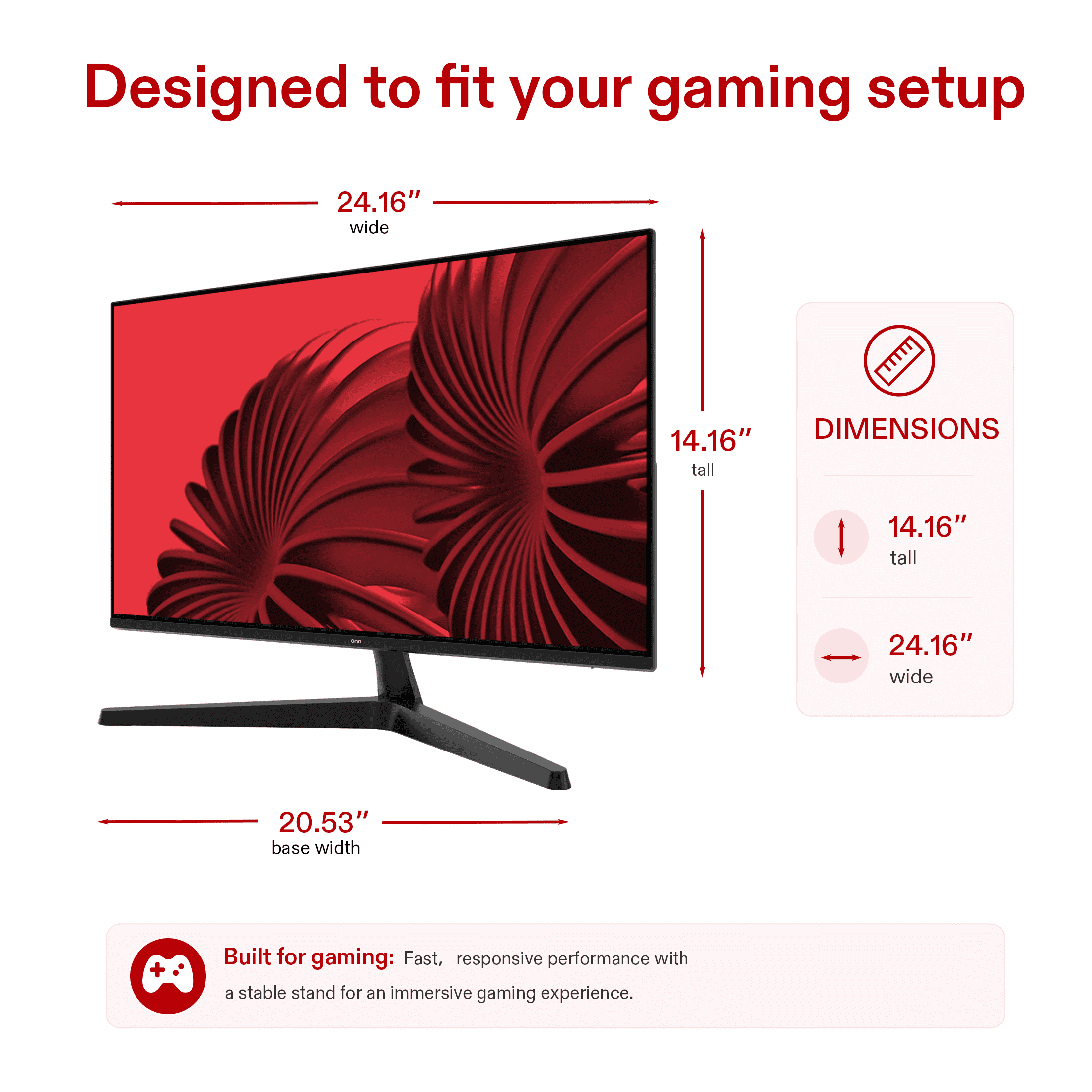 onn 27" FHD (1920 x 1080p) 144Hz 1ms Gaming Monitor, Black