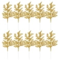 thumbnail image 3 of Gustave 10 Pcs Artificial Christmas Glitter Pine Leaves Picks Needles Simulated Tree Stems Branches for Xmas Tree Garland Wreath Wedding Holiday Decorations "Gold", 3 of 8