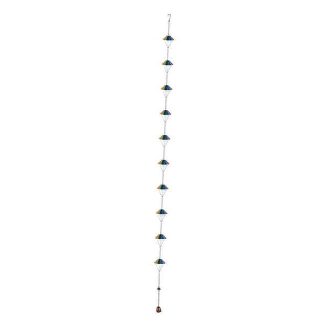 Cadena de exterior de hierro de 9,6 pies con 10 eslabones de paracaídas arcoíris, decoración colgante multiusos para canaletas.