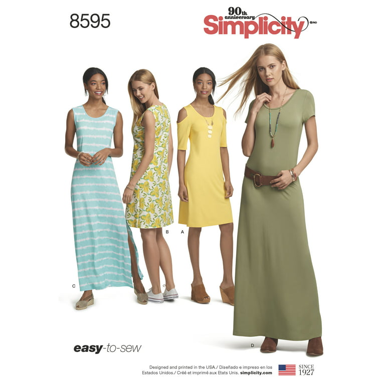 Simplicity Easy To Sew Misses' Dresses Set of 3 Sewing Pattern Bundle 