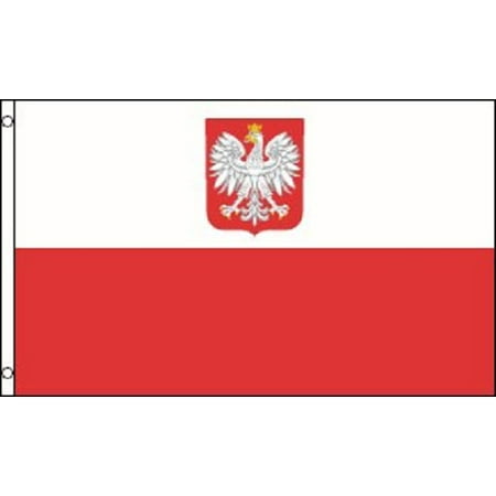 - 3x5 Poland with Eagle Nylon Flag Indoor Outdoor Polish National Country