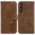 thumbnail image 2 of Compatible avec Sony Xperia 1 V Étui Portefeuille Folio Tigre Mignon Embossé Porte-Cartes, 2 of 5