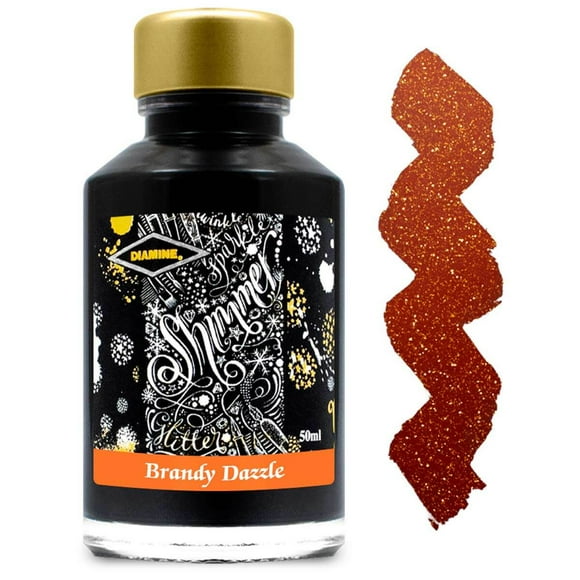 Diamine 9007 Shimmer Ink Bottle, Brandy Dazzle, 50 ml