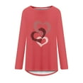 thumbnail image 5 of Ichuanyi Womens Tops, Summer Women's Fashion Valentine's Day Printed Round Neck Long Sleeve Loose T-shirt Top, 5 of 5