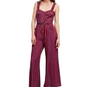 Free People Womens Striped Jumpsuit, Red, 2