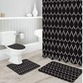 thumbnail image 3 of FMSHPON Black 4 Piece Bathroom Set Shower Curtain Bath Rug Contour Mat and Toilet Lid Cover, 3 of 7