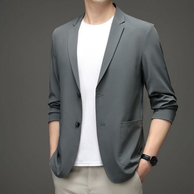 Traje informal de verano fino con protección solar para hombre de mediana edad, traje de papá de seda de hielo transpirable, chaqueta para hombre