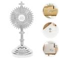 thumbnail image 2 of 4 cruces de mesa de pie: mini crucifijo católico de metal con base para decoración de capilla del hogar, oraciones cristianas, decoración de mesa, regalo religioso., 2 of 5