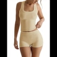 thumbnail image 3 of Conjunto de Shorts Deportivos Ajustados para Mujer: Top Sin Mangas y Shorts Amarillo XL, 3 of 9