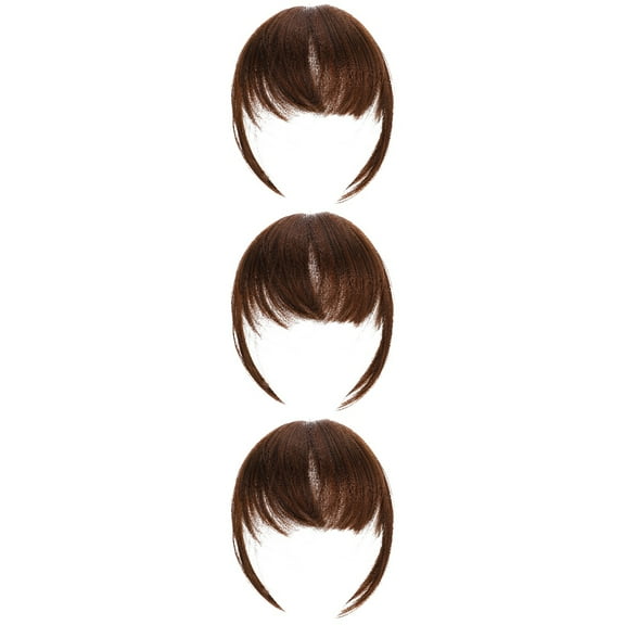 Set of 3 Clip in Hair Bangs Extensions Ponytail Miss Women's Brown