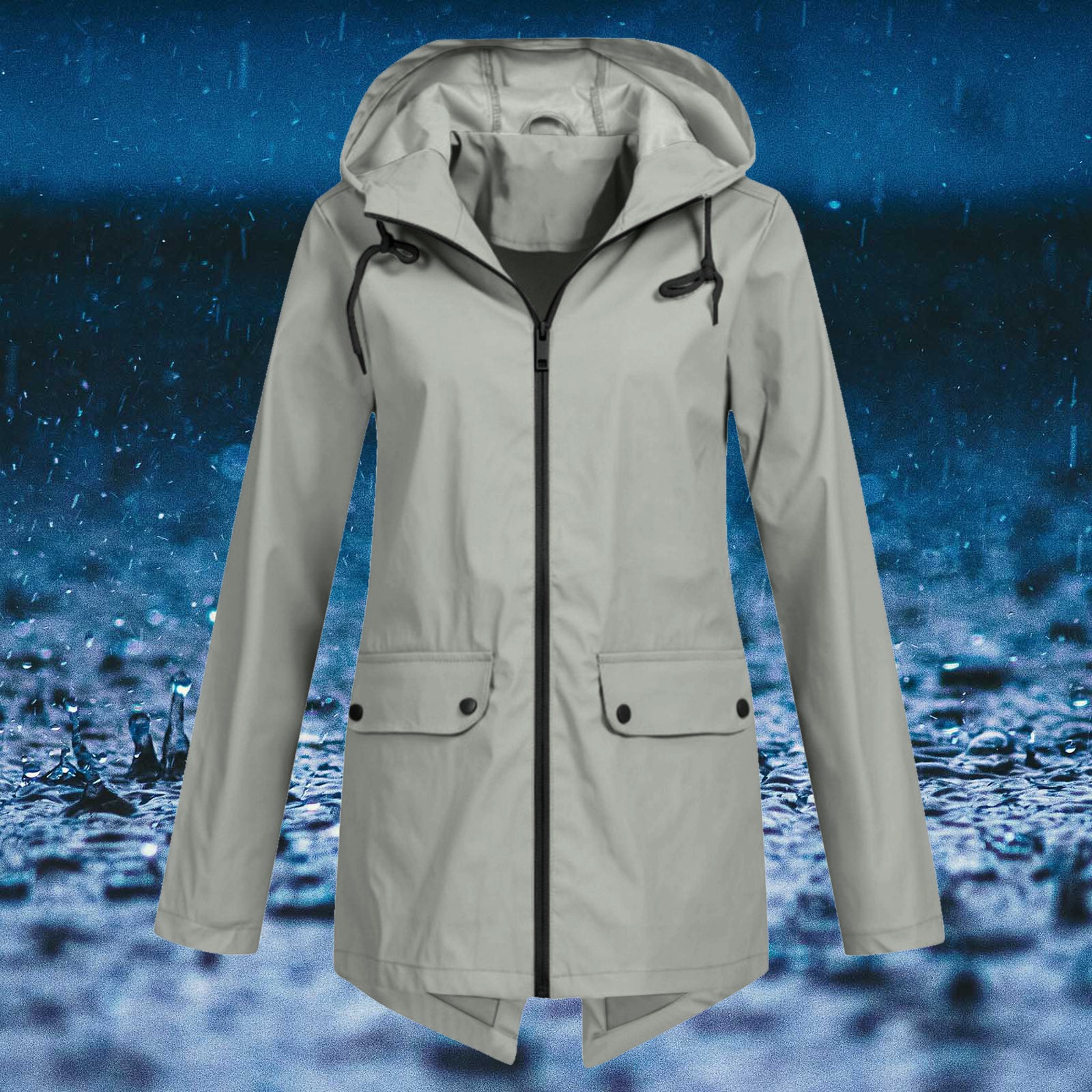 Womens Hoodie Rain Watertight Lightweight Solid Pockets Jacket Workout Outdoor Windproof Rain Jacket Walmart