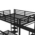thumbnail image 4 of Black  Queen Over Twin XL Metal Bunk Bed/Loft Bed with Desk and Shelves, Multiple Uses Folds into Sofa with LED and USB, 4 of 7